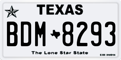 TX license plate BDM8293