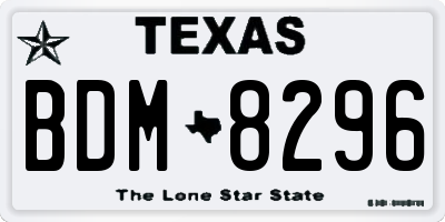 TX license plate BDM8296