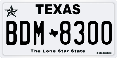 TX license plate BDM8300