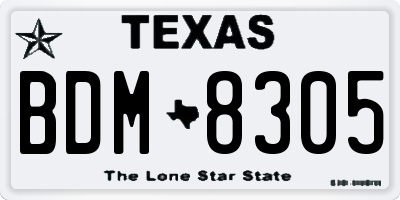 TX license plate BDM8305
