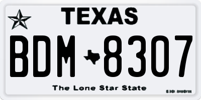 TX license plate BDM8307