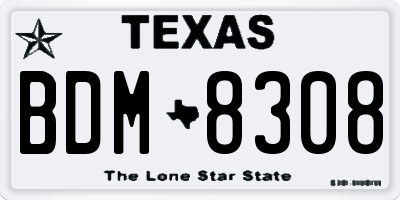 TX license plate BDM8308