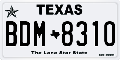 TX license plate BDM8310