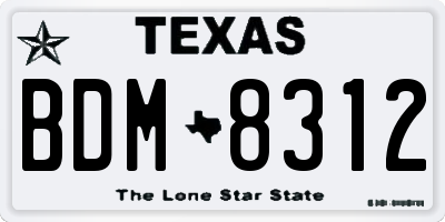 TX license plate BDM8312
