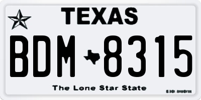 TX license plate BDM8315