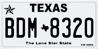 TX license plate BDM8320