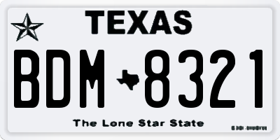 TX license plate BDM8321