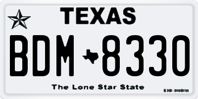 TX license plate BDM8330