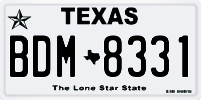 TX license plate BDM8331