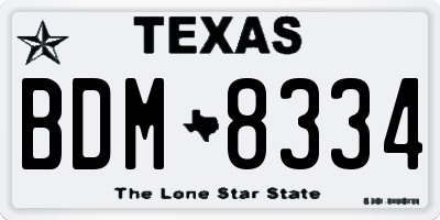 TX license plate BDM8334