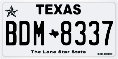 TX license plate BDM8337