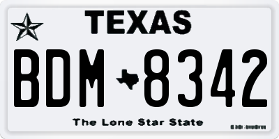 TX license plate BDM8342
