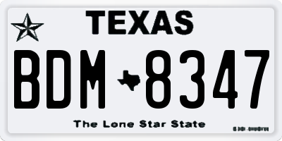 TX license plate BDM8347