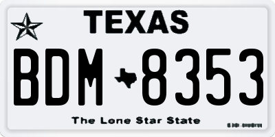 TX license plate BDM8353