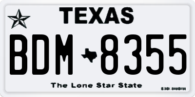 TX license plate BDM8355