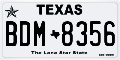 TX license plate BDM8356