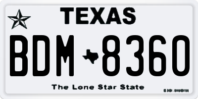 TX license plate BDM8360