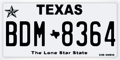 TX license plate BDM8364