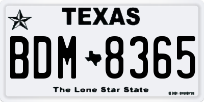 TX license plate BDM8365