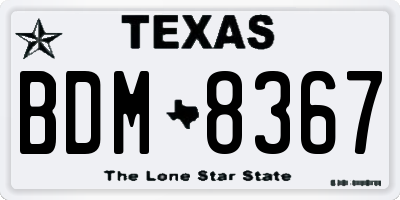 TX license plate BDM8367