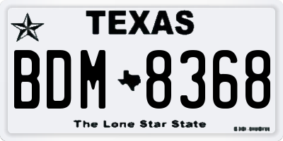 TX license plate BDM8368