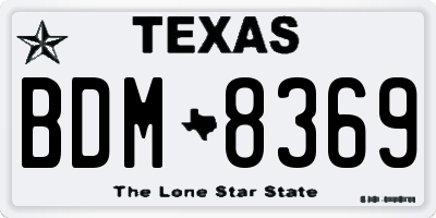 TX license plate BDM8369