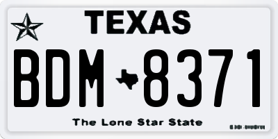 TX license plate BDM8371