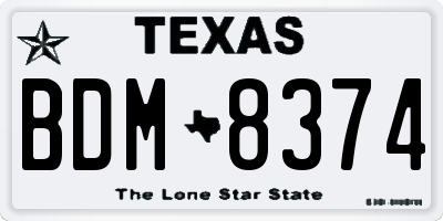 TX license plate BDM8374