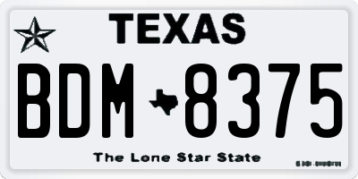 TX license plate BDM8375