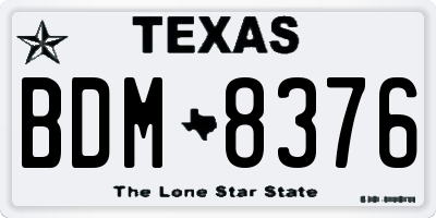 TX license plate BDM8376