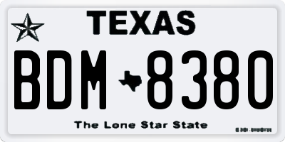 TX license plate BDM8380