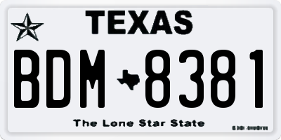 TX license plate BDM8381
