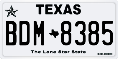 TX license plate BDM8385