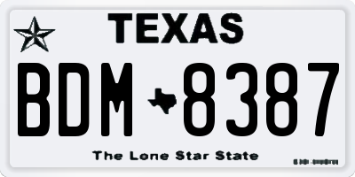 TX license plate BDM8387