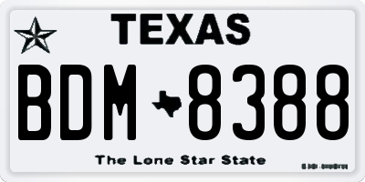 TX license plate BDM8388