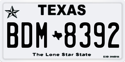 TX license plate BDM8392