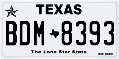 TX license plate BDM8393
