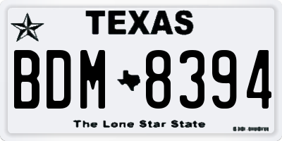 TX license plate BDM8394