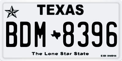 TX license plate BDM8396