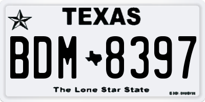TX license plate BDM8397