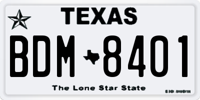TX license plate BDM8401