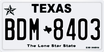 TX license plate BDM8403