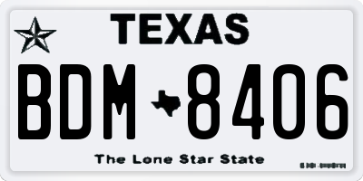 TX license plate BDM8406