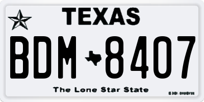 TX license plate BDM8407