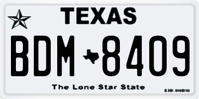 TX license plate BDM8409