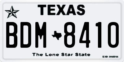 TX license plate BDM8410