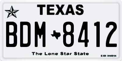 TX license plate BDM8412