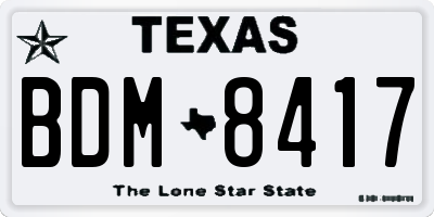 TX license plate BDM8417