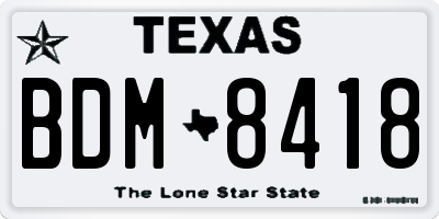 TX license plate BDM8418