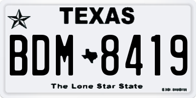 TX license plate BDM8419